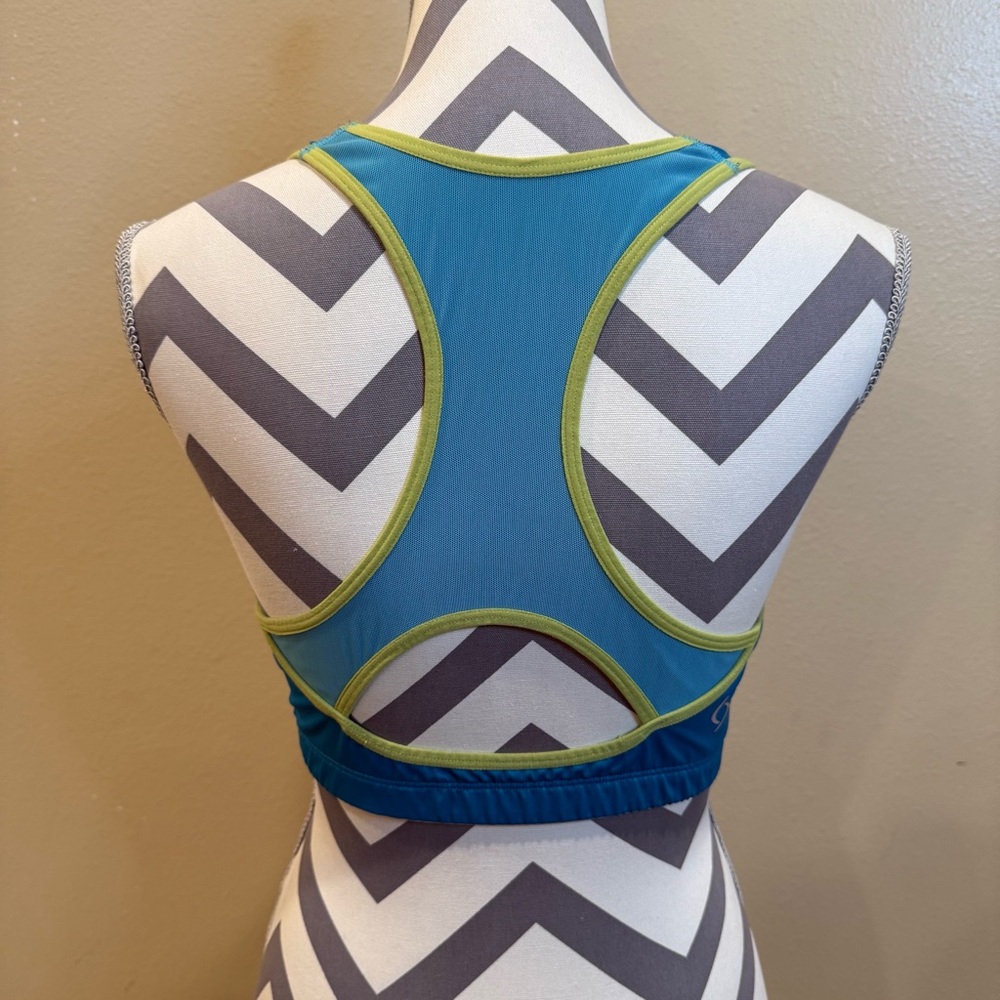 Moving Comfort Teal and Lime Sports Bra - Picture 2 of 7